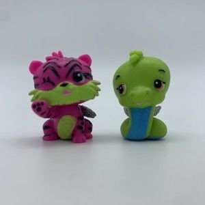 HATCHIMAL Green Sandsnake Pink Tigerette Silver Glitter Wings Lot of 2 Mini SML